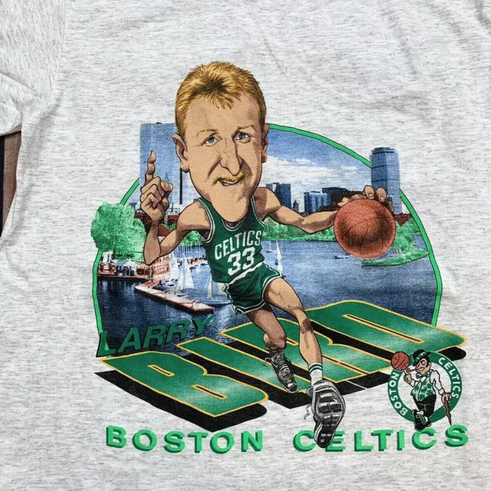Larry Bird caricature shirt Sport Grey Tee boston celtics grey